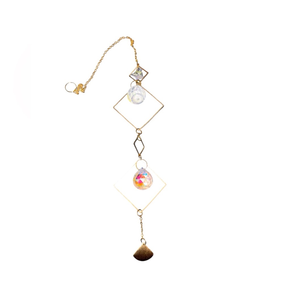 Long Golden Crystal Prism and Charm Suncatchers - Picture 9 of 11